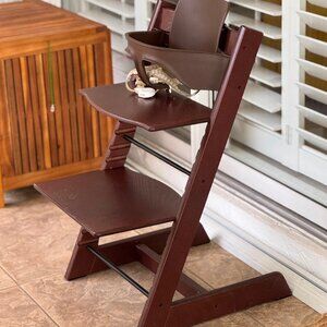 STOKKE TRIPP TRAPP WOOD HIGH CHAIR WITH INFANT ATTACHMENT, OAK WARM BROWN